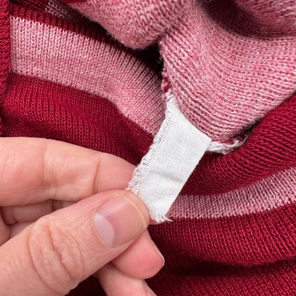 Vintage Sweater Striped Pink Burgundy Long Sleeve Scoop Neck Retro 1970s Retro - Picture 4 of 5